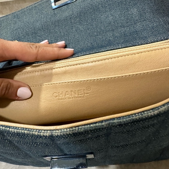 Chanel Mademoiselle top handle denim chocolate bar clutch - Picture 12 of 16